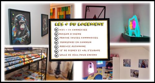 Voulangis House | 15' de Disney maison à thème avec SALLE DE JEUX privée 6 couchages 2 wc