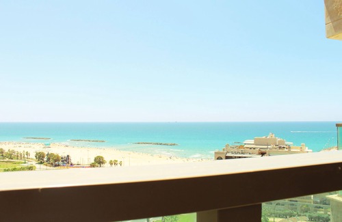 Ashkelon Apartment | 1st Line Beach View; Food & Pool Option. Massage Chair. Steps From Marina Mall