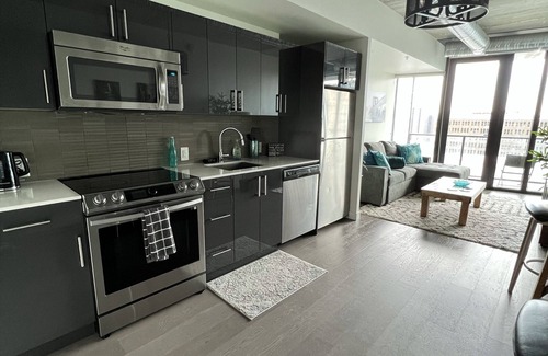 Downtown Winnipeg Apartment | 2 bed downtown sleeps 5 across jets arena king bed
