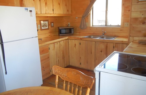 Greer Cabin | 2 BR-1BA Log Cabin on Main Street. Stocked trout pond, fireplace, porch, Dogs Ok