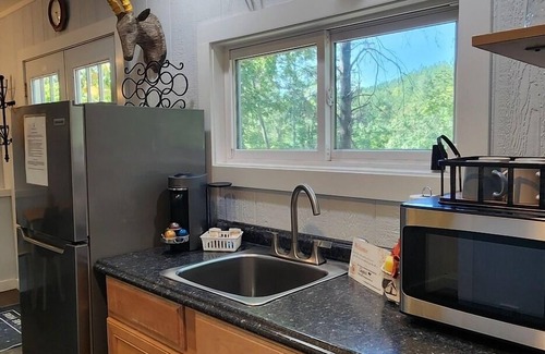 Mill Spring Cabin | 2-story treehouse with a cargo net connecting the upstairs lofts, a large balcony with a slide to the ground level, sleeps 10.