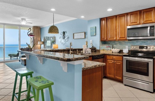 West Panama City Beach Condo | 2BR Gulf Front Condo w/Pool, Gym, Hot Tub + Free Attraction Tickets!