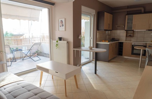 Kallithea Apartment | 42m²+Private Parking+Steps from Athens+Big Balcony *Luma