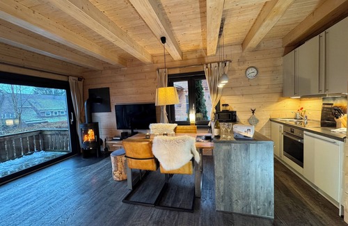 Hahnenklee House | 5 * log cabins with sauna, fireplace, terrace, barbecue etc. in alpine chalet style