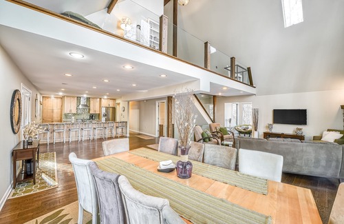 Mineral House | Allergy-free lakefront home with private beach, water views, firepit, & AC