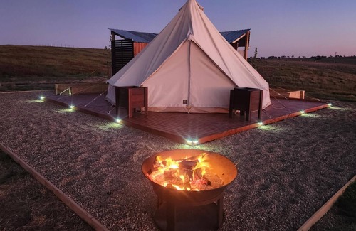 Wayo RV Rental | Amazing glamping experience overlooking the countryside and lake. Pet friendly!