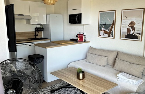Saint-Cyprien Plage Apartment | Apartment Les Goëlettes in Saint Cyprien Plage, sea view with swimming pool - 4 Pers