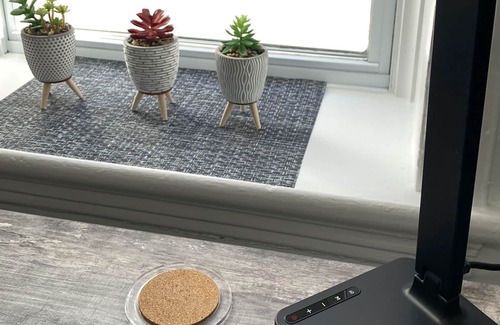 Sherbrooke Apartment | At the small stained glass window