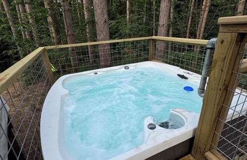 Benzonia Cabin | Aurora Luxury Dome + Hot Tub + Sauna + N MI + Kitchen + Bathroom + King + Queen!