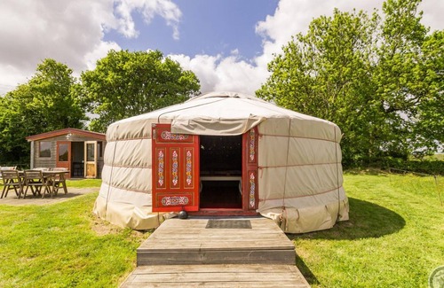 Denneville Apartment | Authentic Mongolian Yurt with Terrace in Normandy