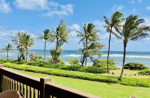 Lihue Condo | Beachfront Spectacular Ocean views , steps to white sand Beach & walk bike Path