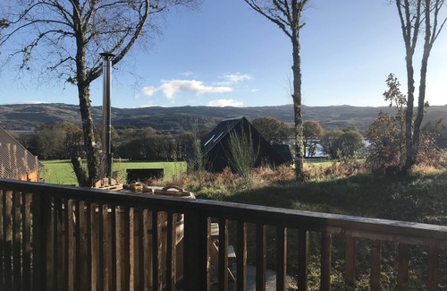 Dallavich Cabin | Beautiful cabin with log burner, wood fired hot tub and stunning views.