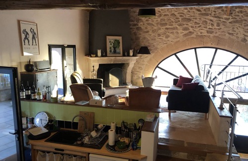 Montmirat House | Beautiful stone mas swimming pool south of France air conditioned with large shaded terrace