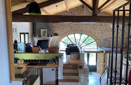 Montmirat House | Beautiful stone mas swimming pool south of France air conditioned with large shaded terrace
