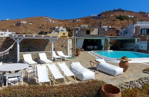 Kea Villa | Beautiful waterfront Villa Christina with a swimming pool, sea and sunset view