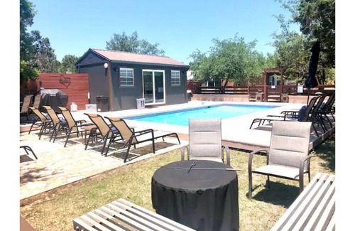Austin Cabin | Bobcat cabin in 2 acre boutique resort with pool!