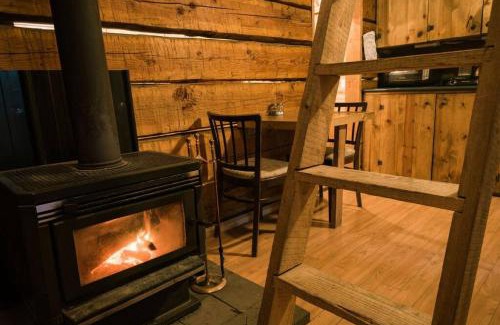 Regional District of Nanaimo House | Broad Axed Rustic Log Cabin with Cozy Woodstove