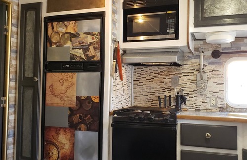 Eastside Promise Neighborhood RV Rental | Camper located inside Texas Renasaince Faire. Set up and ready to enjoy