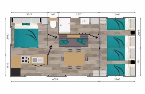 Auphelle House | Camping Paradis les 2 Îles - Mobile home Eden 4 rooms 6 people Air-conditioned