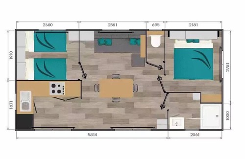 Auphelle House | Camping Paradis les 2 Îles - Mobile home Eden 3 rooms 4 people Air-conditioned