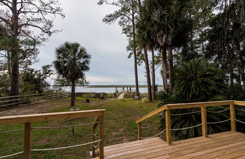 St. Simons Island House | Captain's Boathouse- Kayaks, Private Dock, Views!