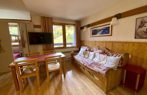Plagne 1800 Apartment | Charming 1BR Apt with South-Facing Balcony, Parking, and Mountain Views in Plagne 1800