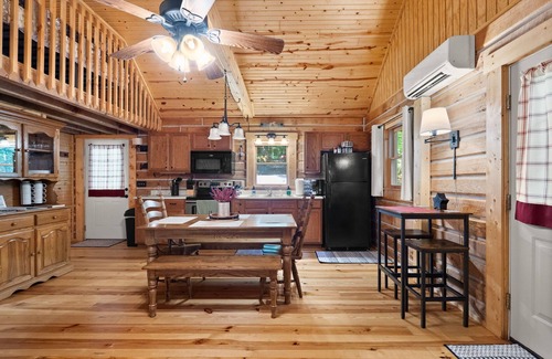 Birdseye Cabin | Charming cabin that has beds for 8 guests, many parking spaces, cozy fire pit