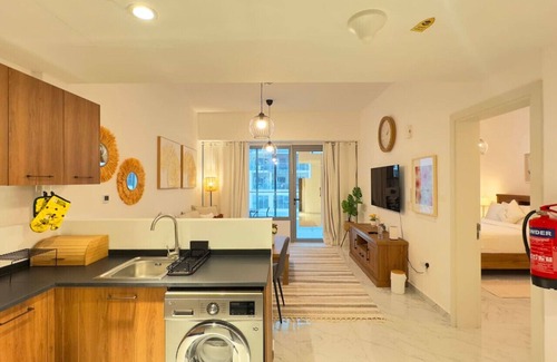 Masdar City Apartment | Charming Oasis: 1BR Comfort for Up to 3 Guests