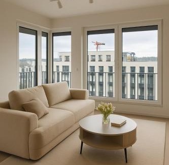 Hloubetin Apartment | Chloé's Beige Apartment with big balcony, O2 arena