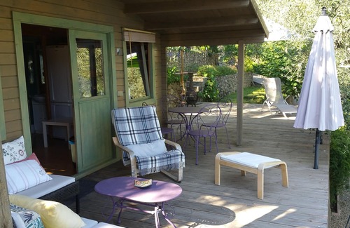 Rocchetta Nervina Ski Chalet | Comfortable wooden tiny house with private pool in an olive grove.