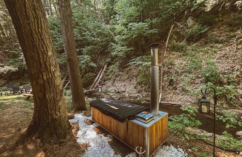 Gaylordsville Cabin | Creek Side Cabin with Wood Fired Hot Tub and Fire Pit