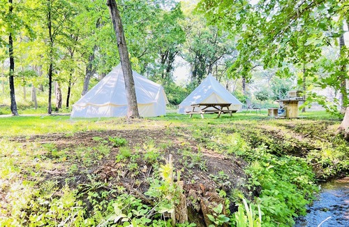 St Croix Falls RV Rental | Creekside Group Glamp Site at Big Rock Creek!