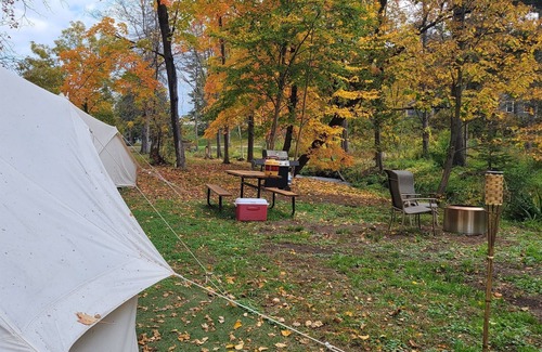 St Croix Falls RV Rental | Creekside Group Glamp Site at Big Rock Creek!