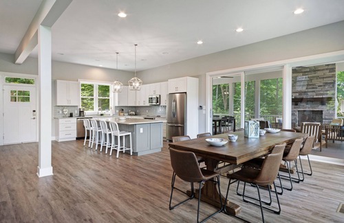 Bumpass House | Custom lakefront home with private beach, dock & firepit