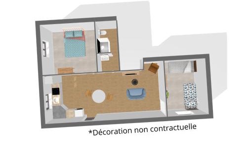 Sainte-Anne - Faubourg Noyon Apartment | Dewailly, 2 chambres, 3 lits, élégant, 700m centre ville