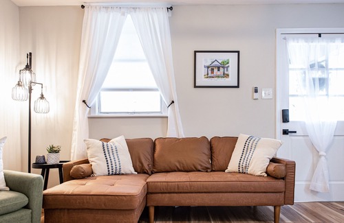 New Albany House | Dog-friendly 1920s charmer with bohemian finishes, firepit, central air, and W/D