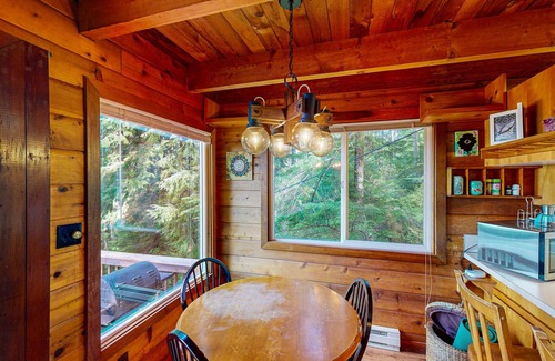 Otis Cabin | Dog-friendly cabin with ocean view, fast WiFi, fireplace, and washer/dryer