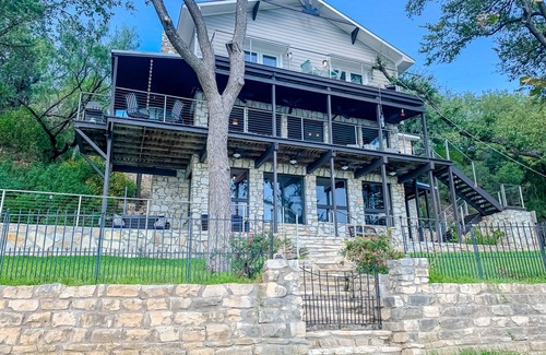 Point Pedernales House | Dog-friendly riverfront home with dock, private hot tub, game room, amazing view