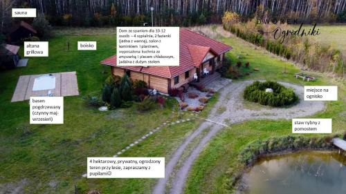 gmina Tuczna Ski Chalet | Dworek Ogrodniki, całoroczny dom na wyłączność, basen, sauna, las, staw rybny, altana grillowa, ognisko, pianino, kominek, piec chlebowy, duża ogrodzona posesja