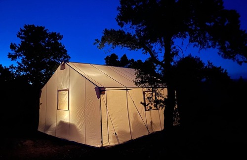 Ignacio RV Rental | Elk Ridge Casita/Glamping in large canvas tent with stunning views