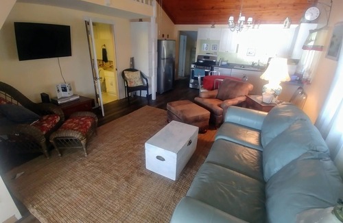 Shipshewana House | Enjoy the view from relaxing deck overlooking the lake. Water fun and sun.