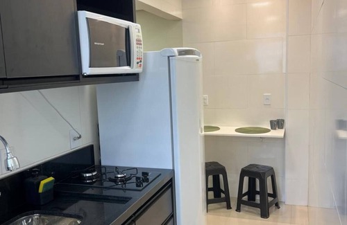 Sao Vicente Apartment | Excellent living room with sea view. 1 block from the beach.