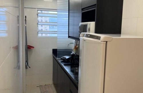 Sao Vicente Apartment | Excellent living room with sea view. 1 block from the beach.