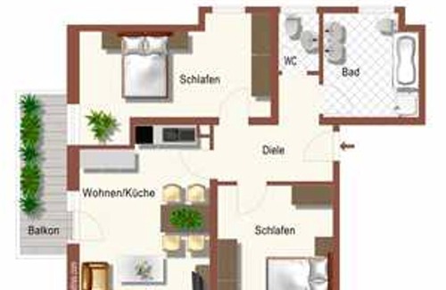 Bernheck Apartment | FeWo3 Red windflower - Ferienhaus Maul