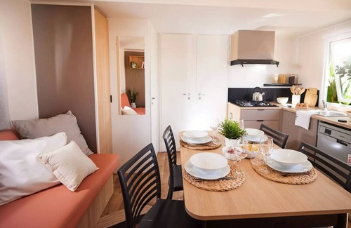 Les Achards House | Flower Camping Le Pavillon * - HomeFlower Premium 35m2 - 3 bedrooms + Semi-covered terrace + TV + LV 6 persons