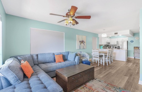 Gulf Shores House | Full Duplex -Steps to Beach, Dining & Shops, 6 Sunny Balconies, Cozy Firepit!