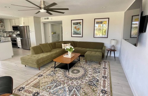 Bermuda Dunes Condo | Fully Remodeled Golf Course Mid-Century Condo with Mountain Views