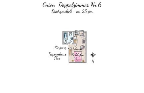 Spiekeroog Hotel | Gästehaus Orion - Doppelzimmer 6