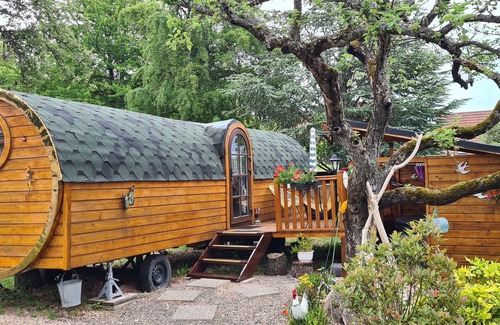 Ville Cabin | Gîte D'alsace La Roulotte des Prunelles Sauvages Spa/jacuzzi Privatif
