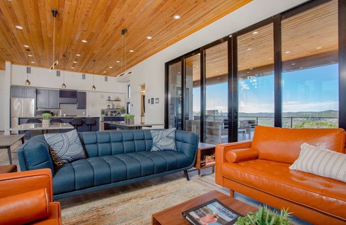 Concan House | Glam Luxury Home by Frio River! Infinity Pool Firepit Games Huge Hot Tub Views